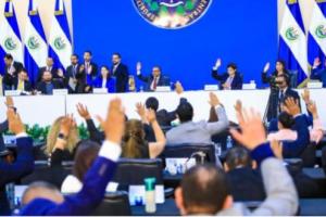 Legislative Assembly members raise hands voting in favor of constitutional amendment